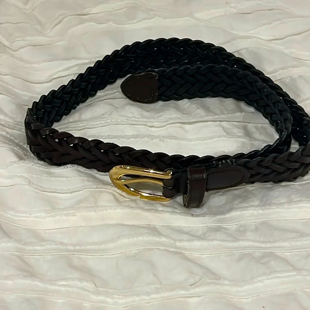 Boys dark brown leather braided belt